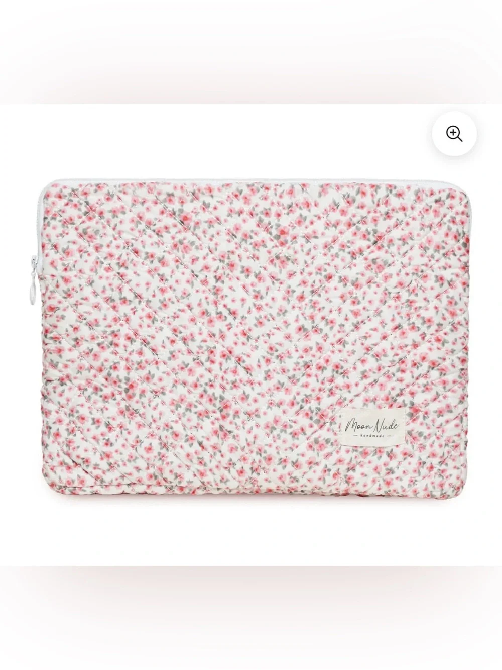 New Moon Nude Quilted Floral laptop sleeve - Pink & White